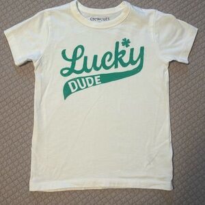 Crewcuts Factory White and Green 'Lucky Dude' T-Shirt